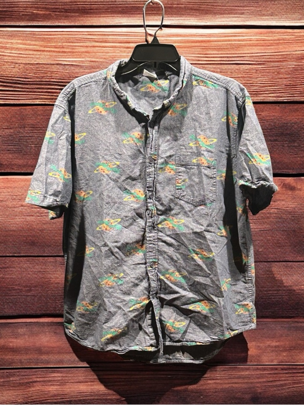 Disney Toy Story Shirt Men’s Size 2XL Blue Pizza Planet Short Sleeve Button